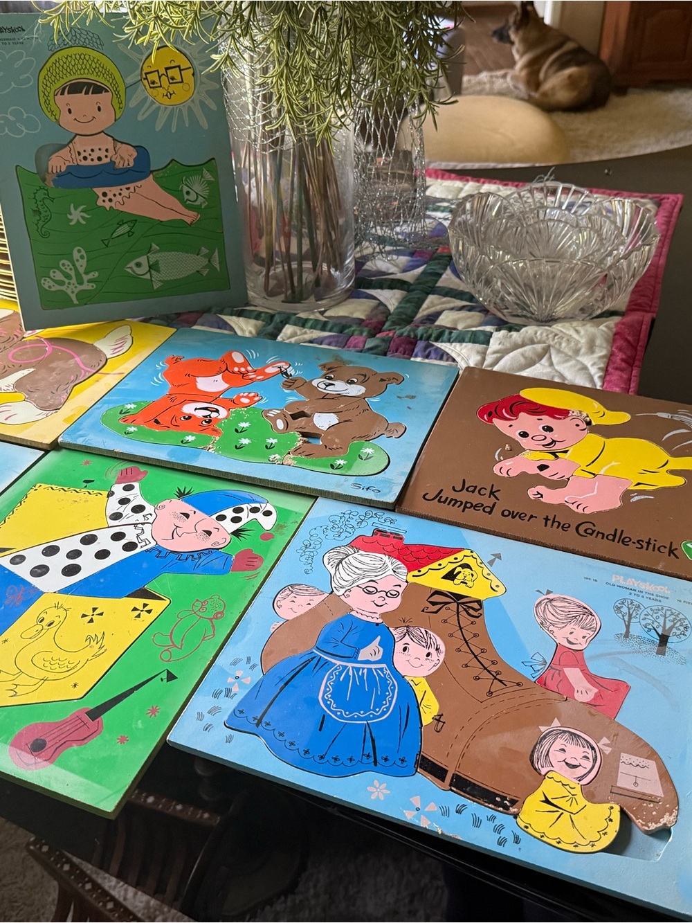 Classic Wooden Nursery Rhyme Puzzle Set - Multicolor